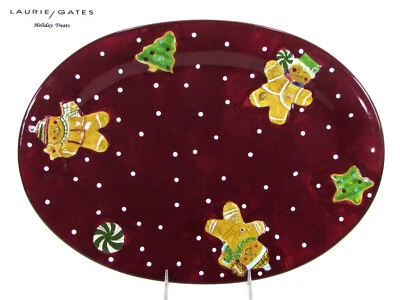 Plato ovalado para servir galletas de pan de jengibre Laurie Gates HOLIDAY GOLOSINAS 16" Foto 1 de 4