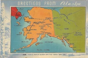1947 Map Postcard ALASKA TERRITORY Healy Fork Postmark Fort Yukon Deering Dawson - Picture 1 of 4