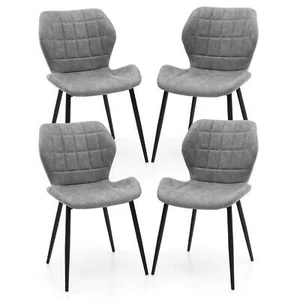 Dining Chairs Set of 4 w/ Padded Back Metal Legs & 2 Adjustable Foot Pads - Picture 1 of 8