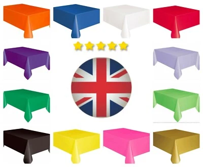 Premium Quality Rectangle Disposable Plastic Wipe Table Cloth Cover Party UK - Image 1 of 2