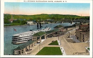 Vintage Postcard Hudson River Navigation Dock Albany NY Steamer Ship Berkshire - Picture 1 of 3