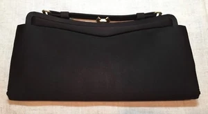Vintage L and M Bags by Edwards Black Satin Clutch - Picture 1 of 7