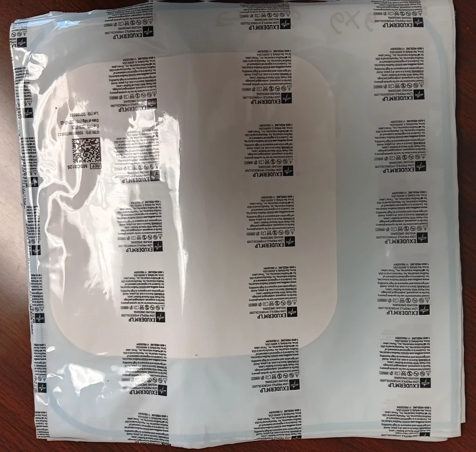 Lote de 10 apósitos hidrocoloides satinados Medline Exuderm 4"x4" MSC5125 Foto 1 de 2