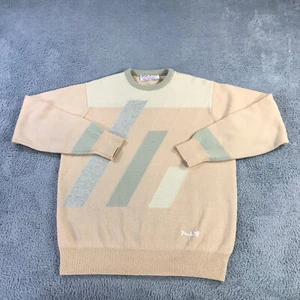 VTG Pringle Sweater Mens 42 Scotland Beige Green Made in Scotland Sports Casual - Picture 1 of 12