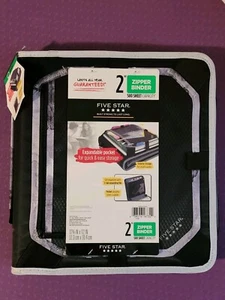Carpeta con cremallera cosida de 2" con panel de expansión gris/negro - cinco estrellas - Imagen 1 de 8