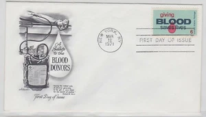 TurtlesTradingPost- Give Blood #1425 FDC on Artmaster 1971 - Picture 1 of 1