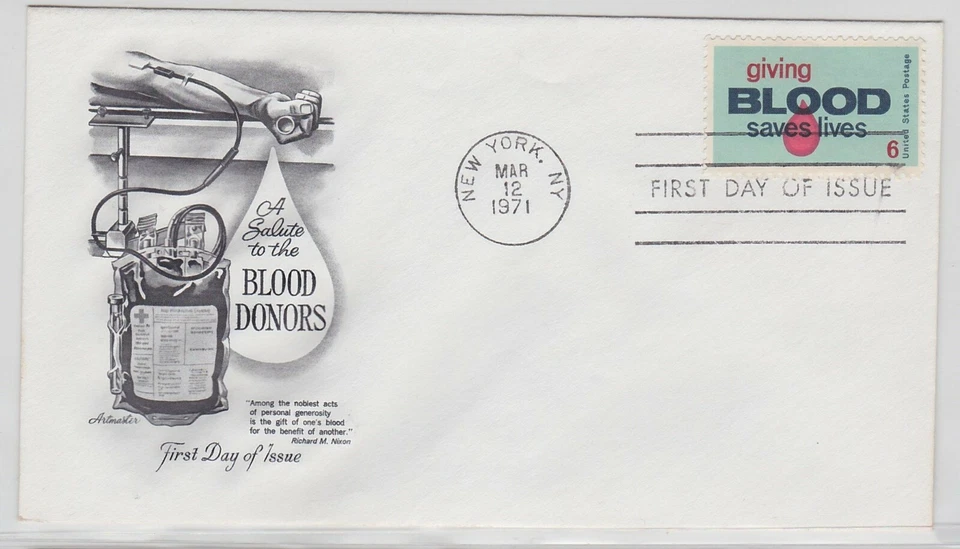 TurtlesTradingPost- Give Blood #1425 FDC on Artmaster 1971 - Image 1 of 1