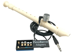 PiezoBarrel R1 Pickup with Yamaha Descant Recorder, cable & spare brass adapters - Picture 1 of 15
