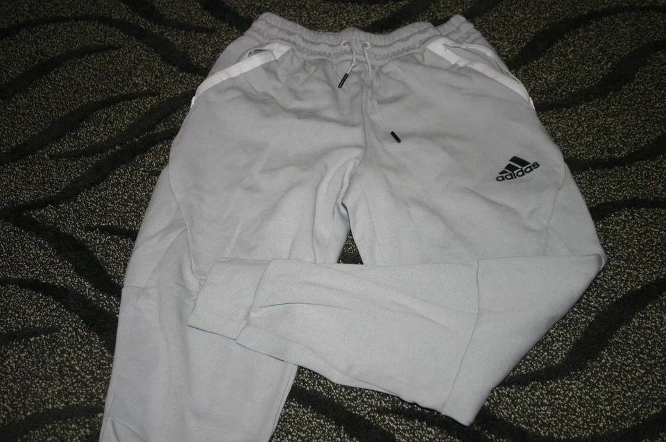 adidas Athletic Pants Men's Gray with white Pants size M with zipper pockets - Image 1 of 1