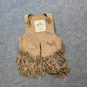 Hollister Vest Womens Size Small Brown Western Fringe Open Cowgirl Rodeo Casual - Picture 1 of 8
