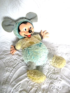 Vintage 1950/60s Rubber Face Disney Mickey Mouse, Art Silk , Soft Toy, 13" high - Picture 1 of 4