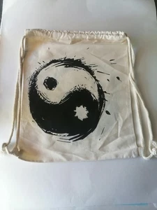 Cotton Drawstring Bag String Backpack Gym Mens Womens Ying Yang Bag - Picture 1 of 2