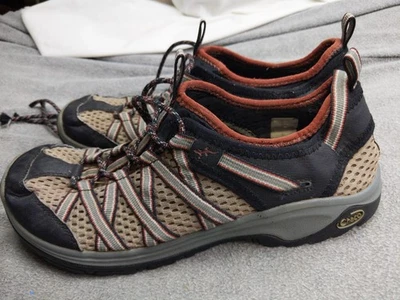 Chaco Senderismo Agua Zapatos Para Hombres Talla 10.5 Tostado Negro Malla Con Cordones Trail Anfibio Foto 1 de 4