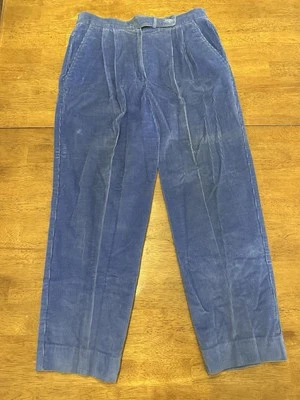 Calça de veludo vintage anos 90 tamanho 12 azul David Brooks - Imagem 1 de 4