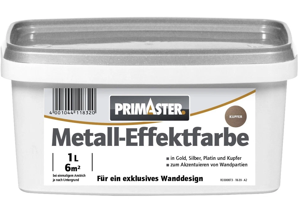 Metall-Effektfarbe 1 L Seidenglänzend Wandfarbe Dispersion Farbwahl Primaster - Bild 1 von 1