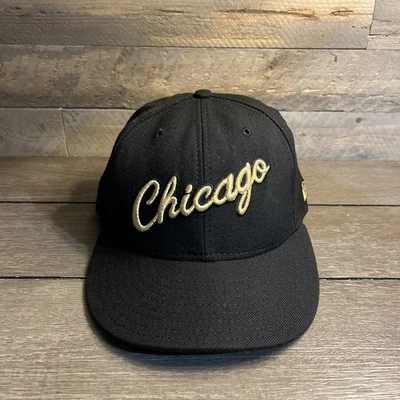 Boné New Era Chicago Bulls madeira clássica 6 7/8 100% lã feito nos EUA ouro - Imagem 1 de 4