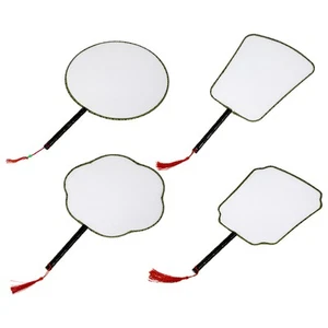 4 Pcs Graffiti Fan Handheld Paper Children Hand-held Blank Diy Craft - Picture 1 of 12