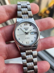 Vintage 1999, SILVER, SEIKO 5 Men's Automatic Day/Date Watch, 7S26-0070 - Picture 1 of 16