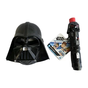 Star Wars DARTH VADER Kids MASK & Extendable LIGHTSABER Squad NEW Halloween LOT - Picture 1 of 5