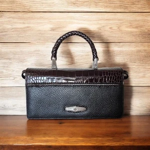 Bolso Bandolera Brighton Gina Organizador Mini Cuero Negro Cocodrilo Repujado Nuevo con Etiquetas - Imagen 1 de 19