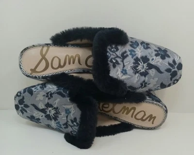 Zapatillas Sam Edelman Adair Mule Jacquard Azul Imitación Piel Ribete Sin Cordones Glamour Femenino Foto 1 de 4