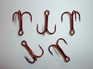 (100) VMC REGULAR-SHANK 1X TREBLE HOOKS (SIZE 5) TIN RED (9650TR) BULK 9650 TR - Picture 1 of 6