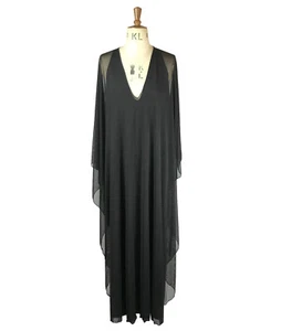 Vestido Largo Baylis & Knight Negro Transparente Plunge Maxi STUDIO 54 Glam Años 70 Ala de Murciélago - Imagen 1 de 2