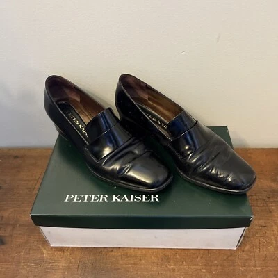 Zapatos para mujer Peter Kaiser Alemania cuero negro tacón grueso talla 7 en caja” Foto 1 de 4