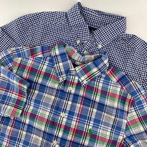 BUNDLE Ralph Lauren Button Down Shirt Plaid Gingham Checkered Kids Size M - Picture 1 of 8