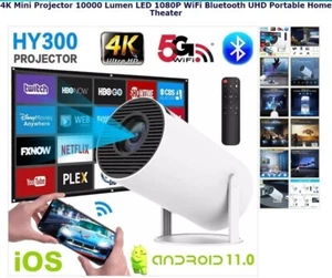 4K Mini Projector 10000 Lumen LED 1080P WiFi Bluetooth UHD Portable Home Theater - Picture 1 of 12