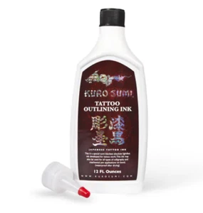 KURO SUMI TATTOO INK 12OZ LINING BLACK - ORIGINAL BOTTLE OUTLINING JAPANESE INK - Picture 1 of 4