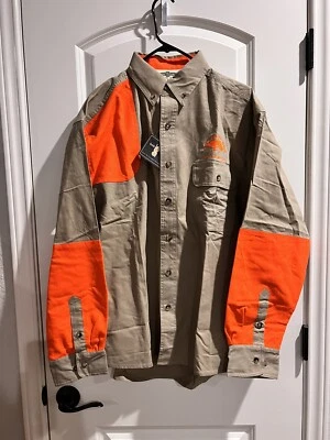 BOB ALLEN HIGH PRAIRIE LONG SLEEVE HUNTING SHIRT TAN / ORANGE HALLIBURTON LOGO - Image 1 of 4