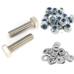 SET VITI 1/4” 5/16” 3/8” UNF DADO NYLOC RONDELLA TESTA ESAGONALE BULLONE A2 ACCIAIO INOX - Foto 1 di 3