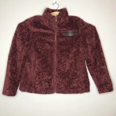 Chaqueta Sherpa Pendleton Para Mujer Grande Detalle Lana Carmesí Cremallera Completa Cuello Simulado Foto 1 de 4