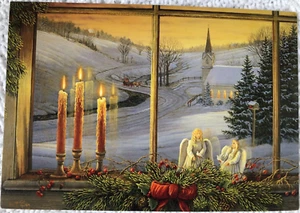 VINTAGE LEANIN TREE CHRISTMAS GREETING CARD - CHRISTMAS WINDOW - Picture 1 of 2