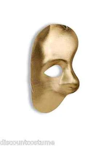 GOLD PHANTOM OF THE OPERA 1/2 EYE FACE MASK HALLOWEEN ACCESSORY MASQUERADE BALL - Picture 1 of 1