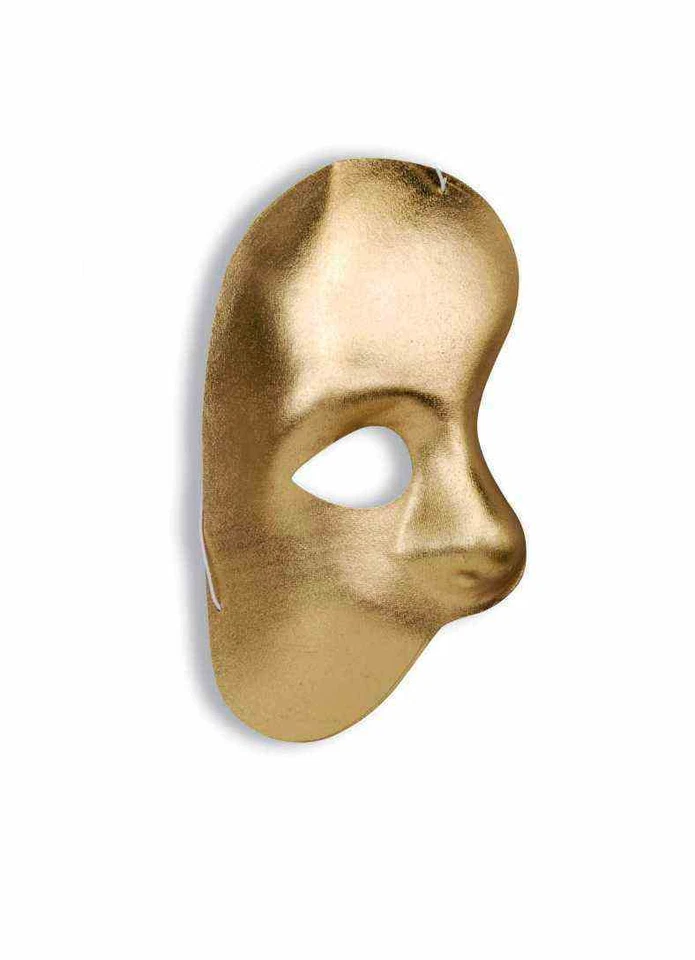 GOLD PHANTOM OF THE OPERA 1/2 EYE FACE MASK HALLOWEEN ACCESSORY MASQUERADE BALL - Image 1 of 1