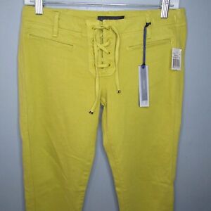 Juicy Couture Crop Jeans Womens 27 Skinny Lime Green Denim Lace-Up Stretch Y2K