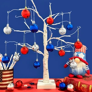 Decoraciones 4 de julio para el hogar 24 piezas, adornos de bola 4 de julio para árbol, - Imagen 1 de 12