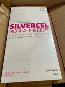 (5 Pack) Silvercel Non-Adherent Antimicrobial Alginate Dressing 4" x8" EXP 10/24