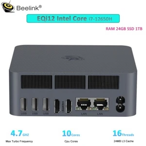 Beelink EQi12 Intel i7 12650H Computers 4.7GHz 10C/16C RAM24GB SSD1TB mini pc - Picture 1 of 14