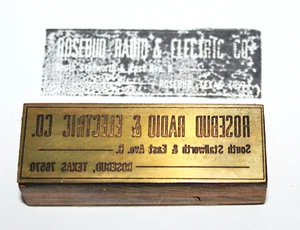 Advertising Brass Radio ElectricTexas Typographic Printing Press Block Stamp - Bild 1 von 6