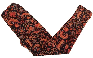 NWT LuLaRoe Kids' L/XL HARVEST ORANGE Fall Floral BLACK Leggings UNICORN - Picture 1 of 2