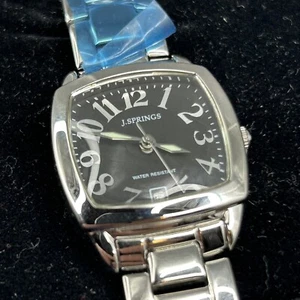J.Springs Square Stainless Steel Quartz Watch Black Dial Date BBEO18 - Picture 1 of 21