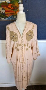 RARE Free People Pretty Darn Cute Robe Embroidered Open Kimono Pink Sz Medium M - Picture 1 of 11