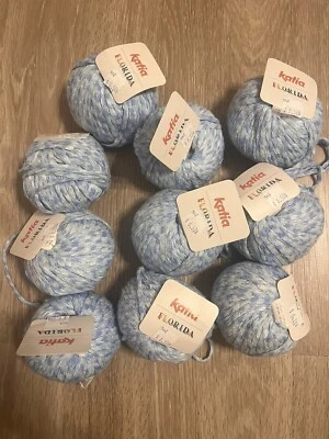 Lot of 10 - NEW Katia Florida 100% Cotton Sky Blue Yarn Bulky/Super Bulky - Image 1 of 4