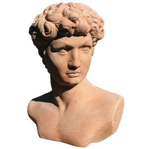 David Bust By Michelangelo Terracotta Sculpture For Outdoors Or Indoors H 35Cm - Picture 1 of 1