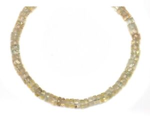 Topaz Necklace Clear Champagne Natural Solid Strand 14k Gold F Sterling Silvr 20