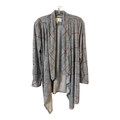 Cárdigan para mujer French Laundry frente abierto - negro, blanco y rojo a cuadros - talla M - Foto 1 de 4