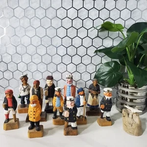 VTG Hand Carved Painted Wooden Captain Sailor Fisherman Statue Figures Nautical - Bild 1 von 24